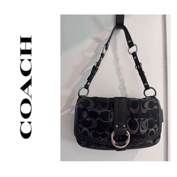 VINTAGE Coach SOHO Shoulder Bag Black and Gray Optic Signature - Picture 1 of 9